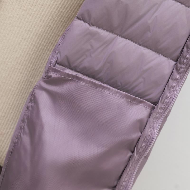Down jacket women's light and thin fashion hooded short plus large size plus fat white duck down light European size coat