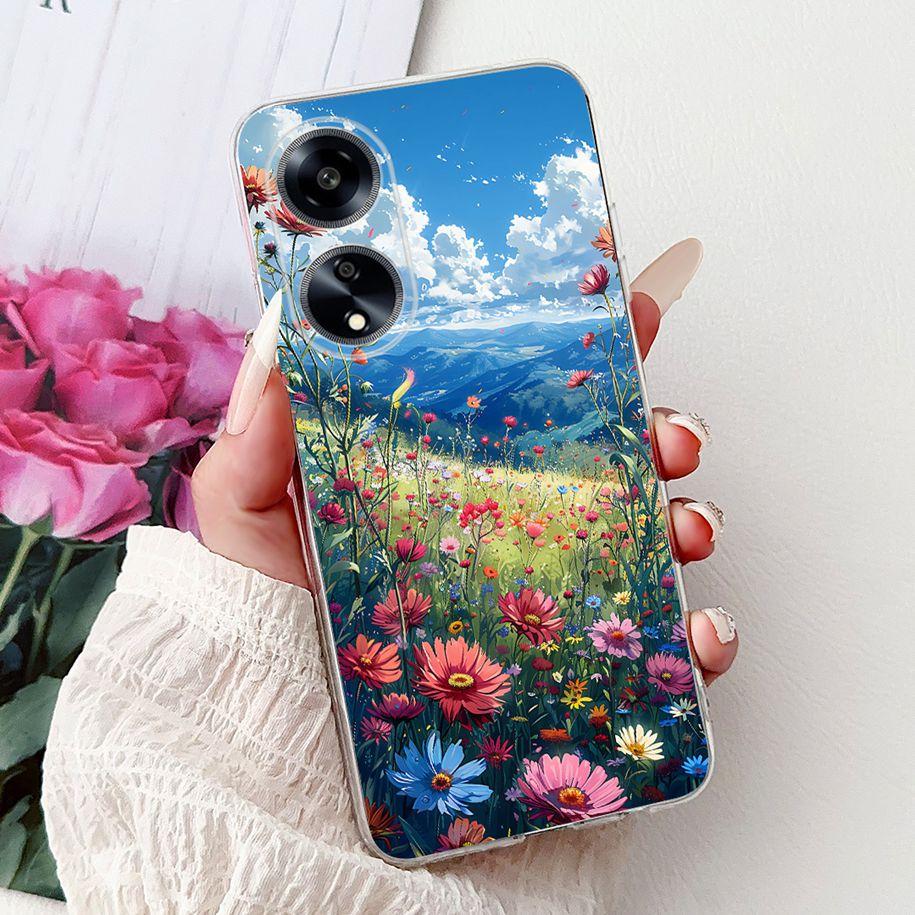 For OPPO F23 Case CPH2527 Cover Fashion Marble Flower Soft Slim Silicone Back Cover on OPPO A98 A1 5G CPH2529 OPPOF23 Phone Case