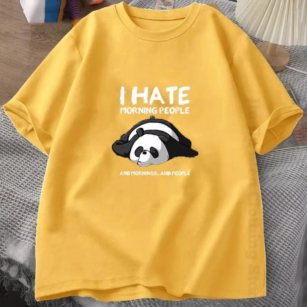 Lazy Panda I Hate Morning People Men Women Short Sleeve T-Shirt Fashion Clothes Street Hip Hop Tops Tshirts Unisex Oversized Tee