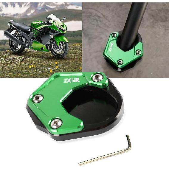 FOR ZX14R ZX 14R 2020-2024 Side Stand Extension Enlarger Pad (Green, Aluminum, Side) зелёный
