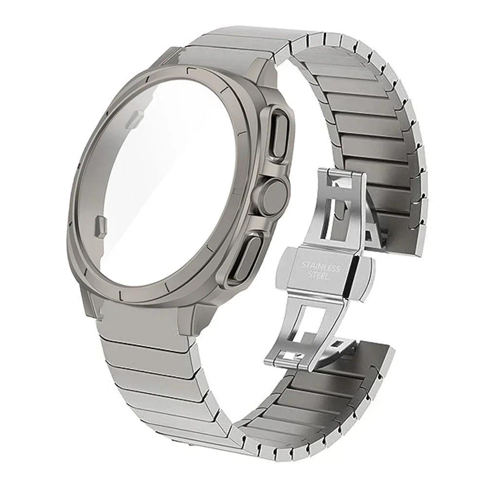 No Gaps Stainless Steel Band+Case for Samsung Galaxy Watch 7 44mm 40mm Upgrade To Galaxy Ultra Tempered Glass Screen Protector