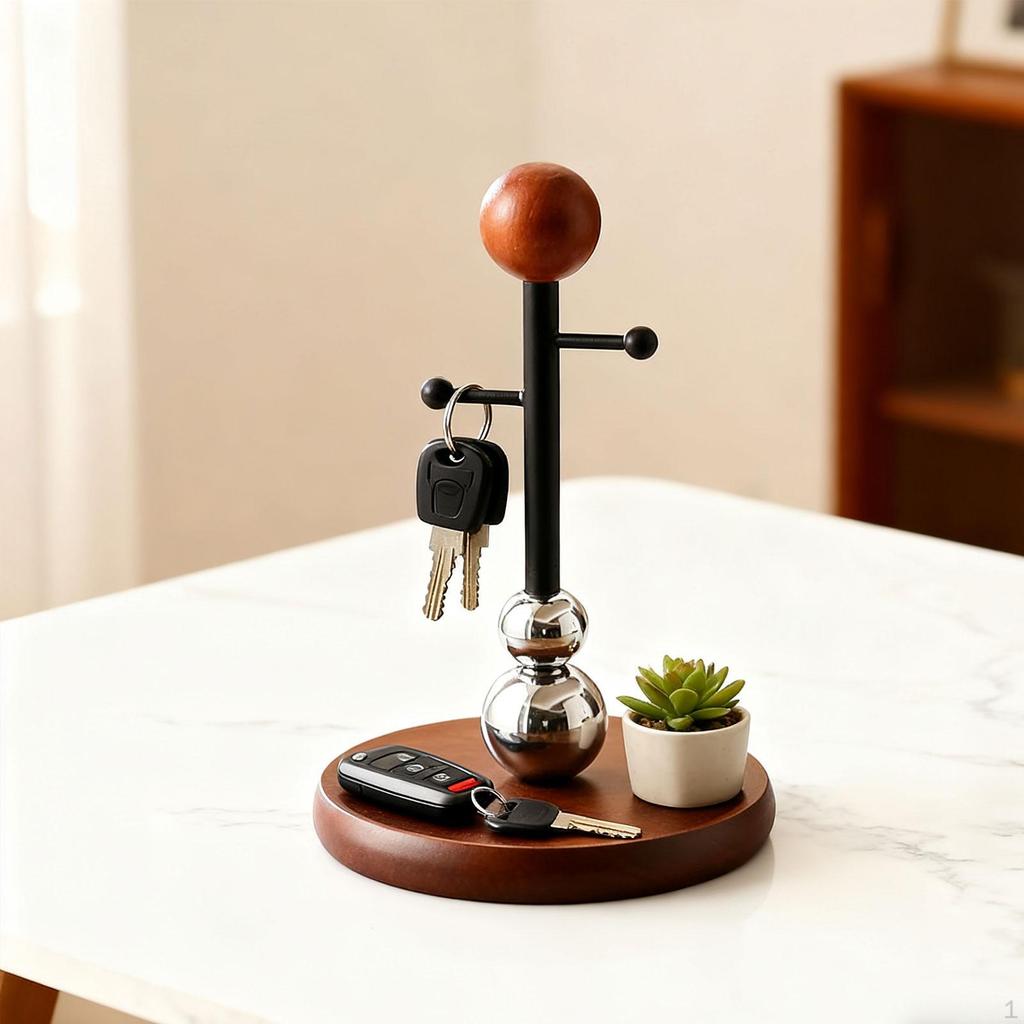 Hanging Organiser Rack Wood Walnut Key Stand Tabletop Holder for Keys