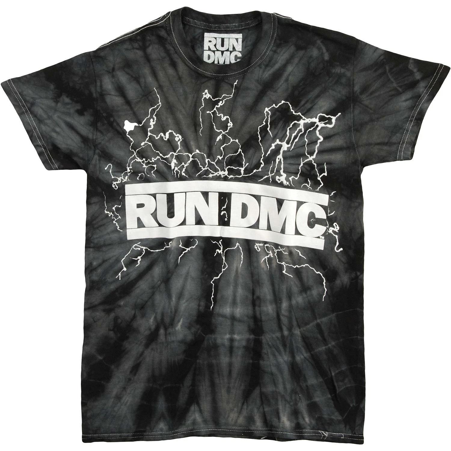 Men s Run DMC Lightning Tie Dye T-shirt Small Black M