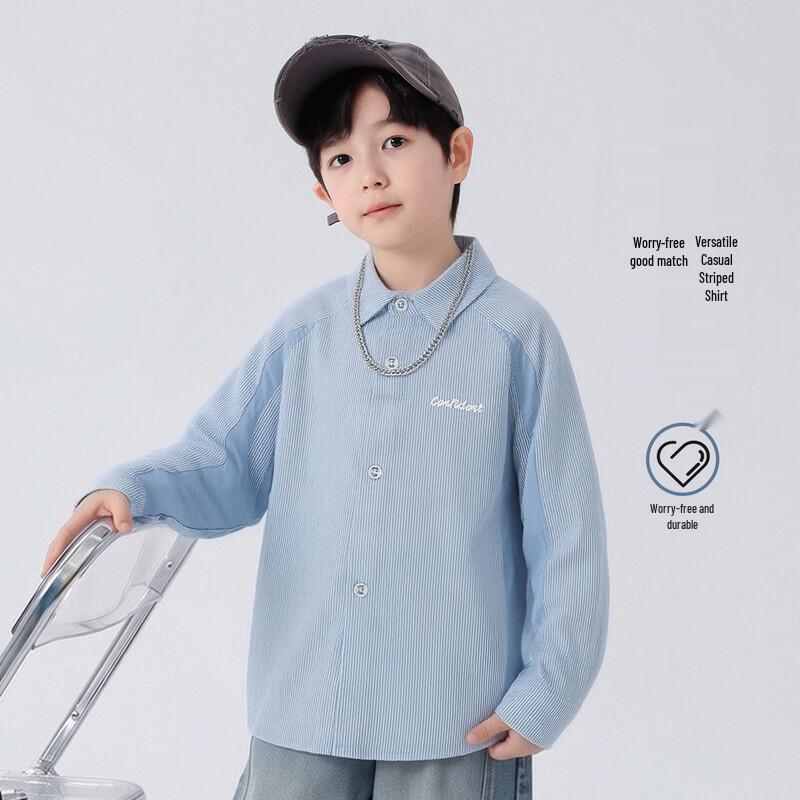 Yoyotale Boys Long Sleeve Cotton Spring Shirt 150