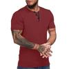 Mens Slim Fit V Neck Henley Short Sleeve Solid Casual T Shirt