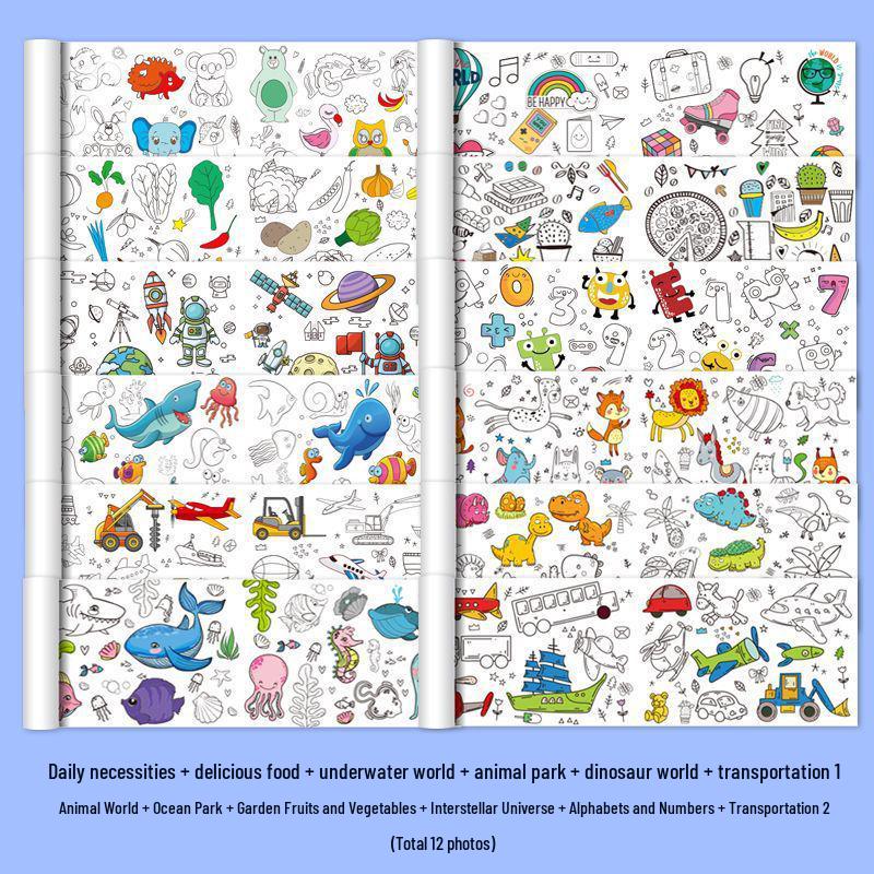 Wall-Safe Kids' Graffiti and Coloring Scroll - Large Paper Art for Kindergarten