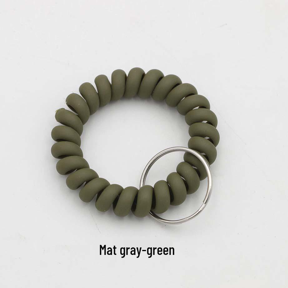 Matte Plastic Anti-Lost Spring Coil Cord Keychain and Hair Tie Bracelet