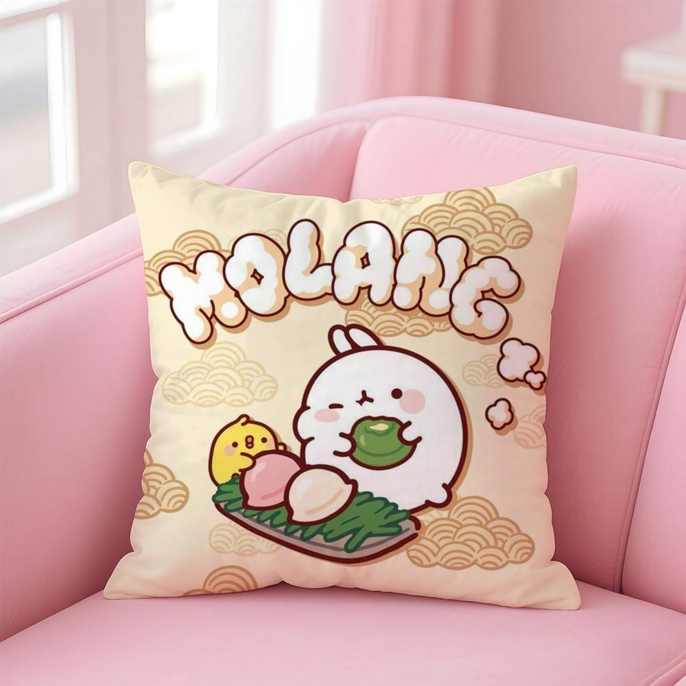 Cute M-Molang Cushion Cover Comfortable Reversible Pillow Cover Ideal For Car Sofa Bedroom & Beyond