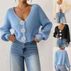 2026 Women's V-neck Cable Knit Cardigan - Autumn/Winter Loose Short Sweater