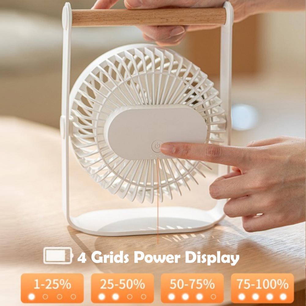 Rechargeable Desk Fan 2000mAh Personal Portable Quiet 4 Speeds Adjustable Mini Table Desktop Fan For Cooling Home Office