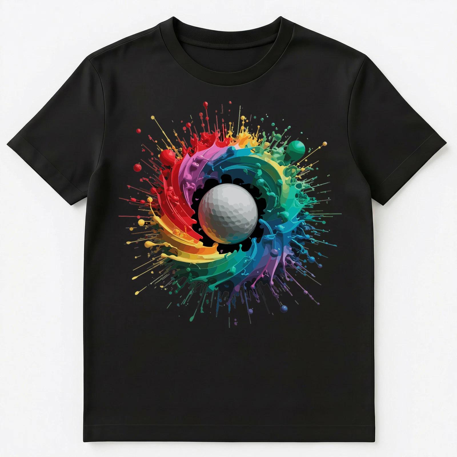 

Colorful Paint Splash Golf Ball Art Graphic Unisex T-Shirt S