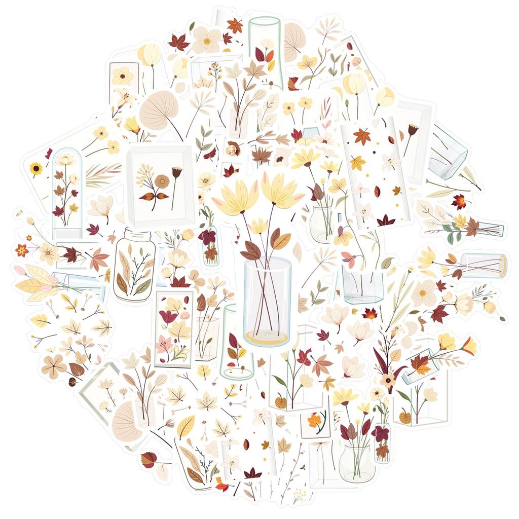 35pcs Aesthetic Vintage Stickers Minimalist Flowers Nature Stickers Stickers For Notebook Luggage Mobile Phone Cup Laptop