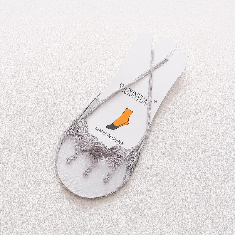 4 Pairs Lace Suspender Boat Socks Non Slip No Show Invisible Slingback Socks Sweat Absorbent Half Palm Toe Cover for High Heels