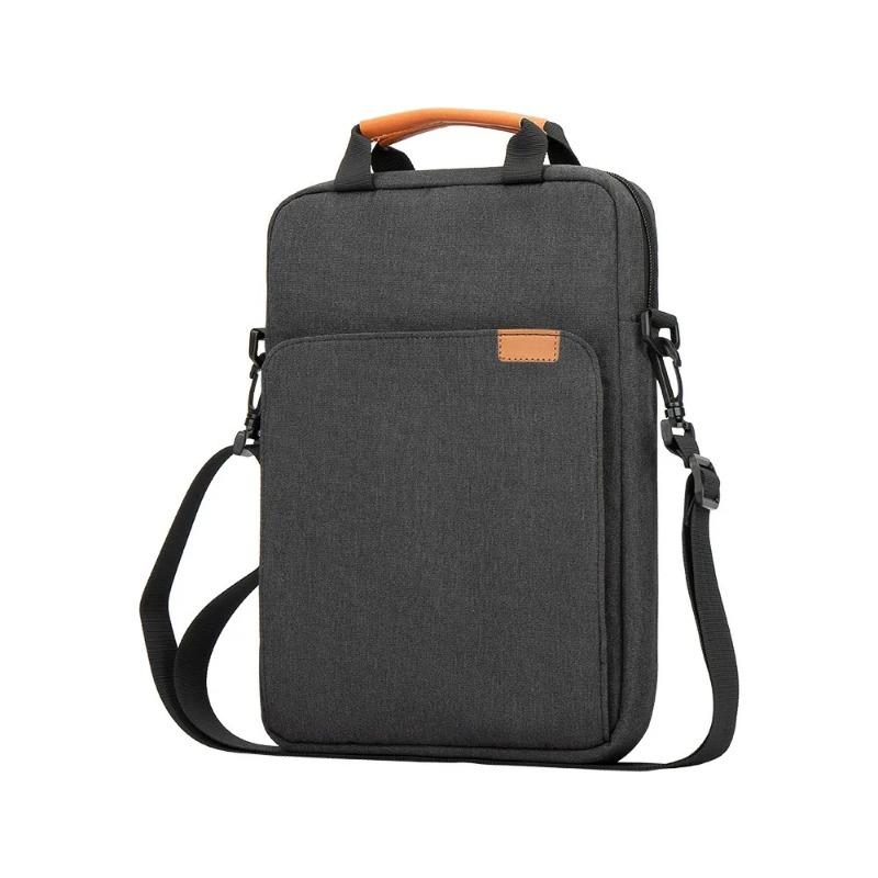 14 Inch Vertical Laptop Bag with Flat Inner Compartment - Waterproof Padded Shoulder Bag, Multi-Functional Storage Organizer