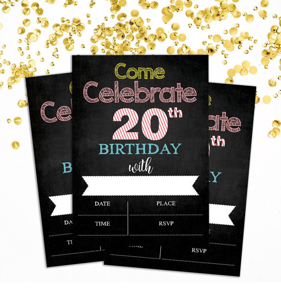Darling Souvenir Black Birthday Invitation Card Printable Fill or Write In Blank Invites Party Supplies Pack Of 28 5 x 7