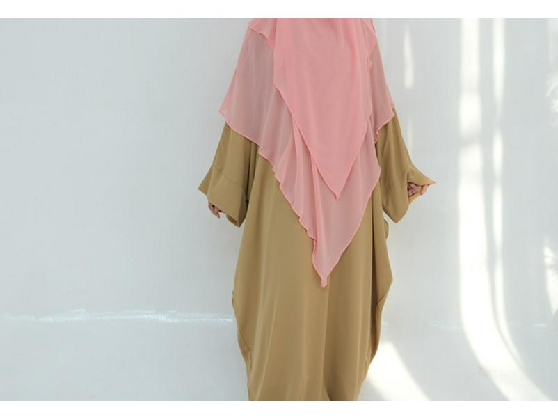 2025 Loriya Double Layer Ruffle Big Swing Middle East Solid Color Headscarf HJ927