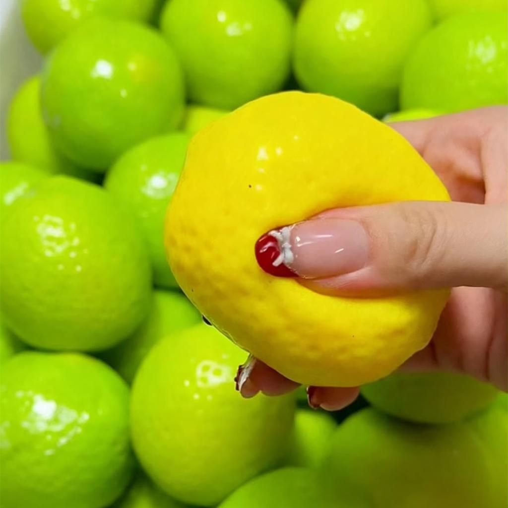 Handgemaakte Krokante Citroen Stressbal Knijpspeeltje, Kleurveranderende Mango Squishy Fidget Bal, ASMR Sensorisch Stressspeeltje