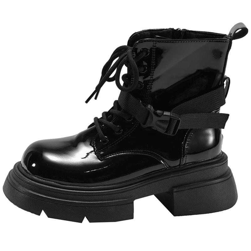 Black retro British style thick-soled heightening Martin boots women's 2025 new summer high-end skirt short boots