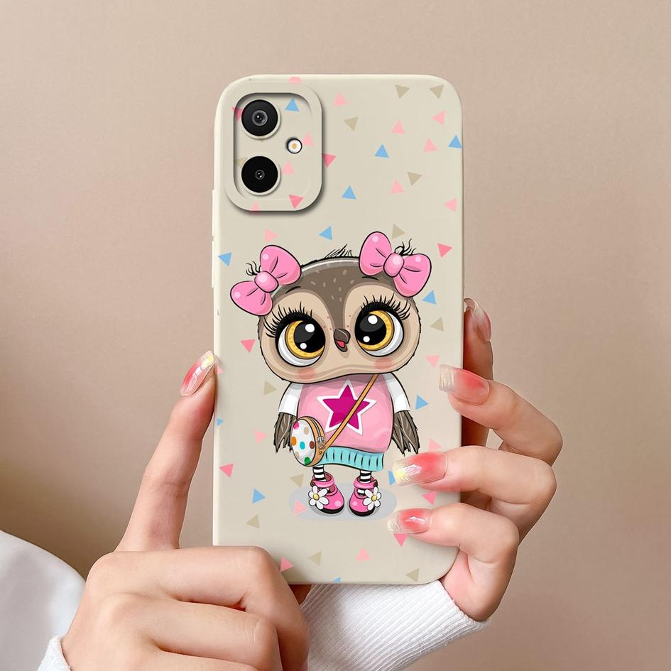 

Милые розовые чехлы для телефонов с изображением кошки и совы для Samsung Galaxy F06 A06 F16 M06 M16 S25 Edge, жидкие силиконовые пылезащитные защитные чехлы для корпуса Samsung Bumper Samsung F16 5G