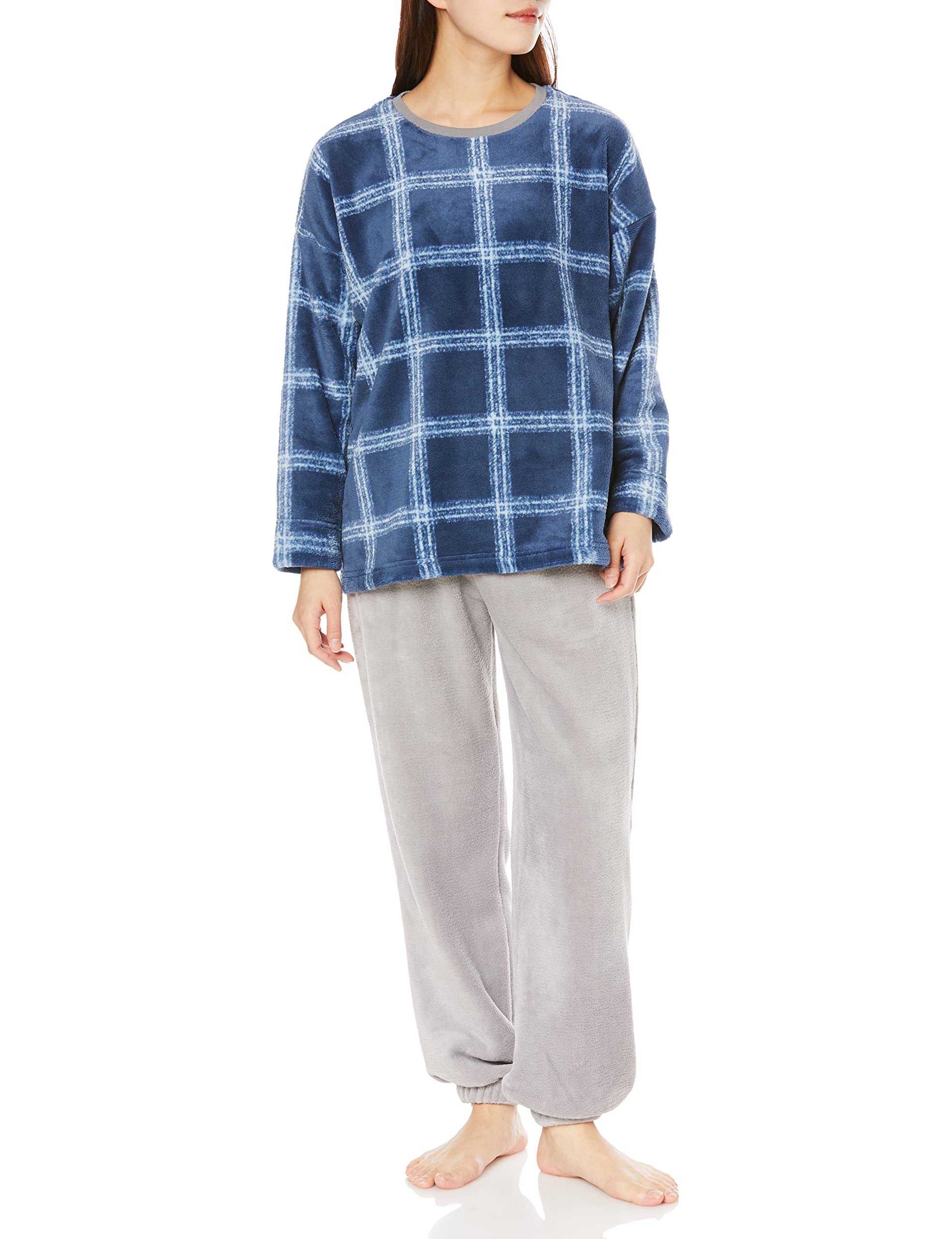 

Gunze CI Comme CA Long Sleeve and Pants with Boa Navy Size M Women s Fleece, Blue,