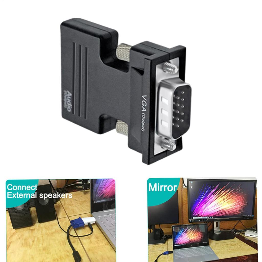 HDMI-kompatibler auf VGA-Adapter 1080P HDMI-Konverter HDMI-Buchse auf VGA-Stecker mit 3,5-mm-Audiokabel für Laptops, TV-Boxen, Projektoren