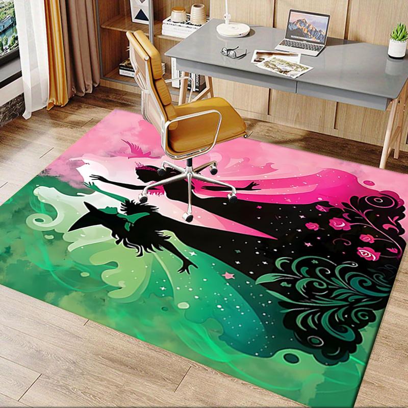 Fantasy Silhouettes Wicked and Princess Pattern Polyester Office Carpet Chair Mats, Home Decor Dormi