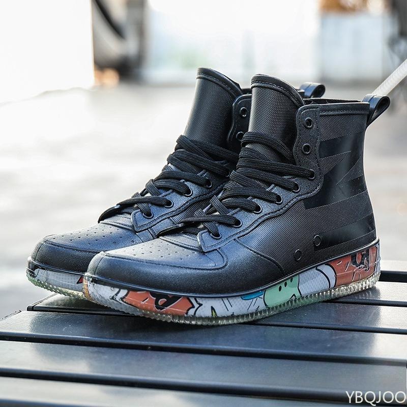 

Большой размер Четыре сезона Новые интегрированные водонепроницаемые и противоскользящие подошвы Женские и мужские резиновые сапоги, Рабочие мужские резиновые сапоги с межподошвой 39 чёрный