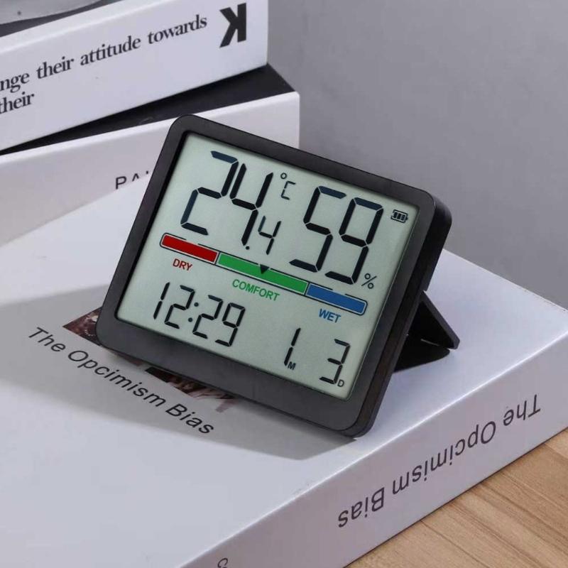 Alarm Clock with Humidities Date Digital Clock Large Display Battery Operated Desk Clocks for Bedroom,Livingroom,Office