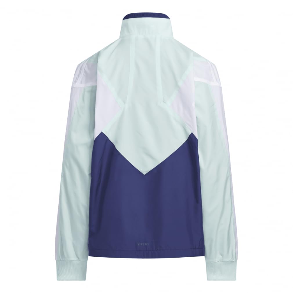 Adidas RDY Wind Color Block Brushed Tricot Woven Track Emerald Green X Dark Blue Wind. Loose-Fit Jacket, Top, Kids' Sportswear, Juniors, Kids, 150cm,