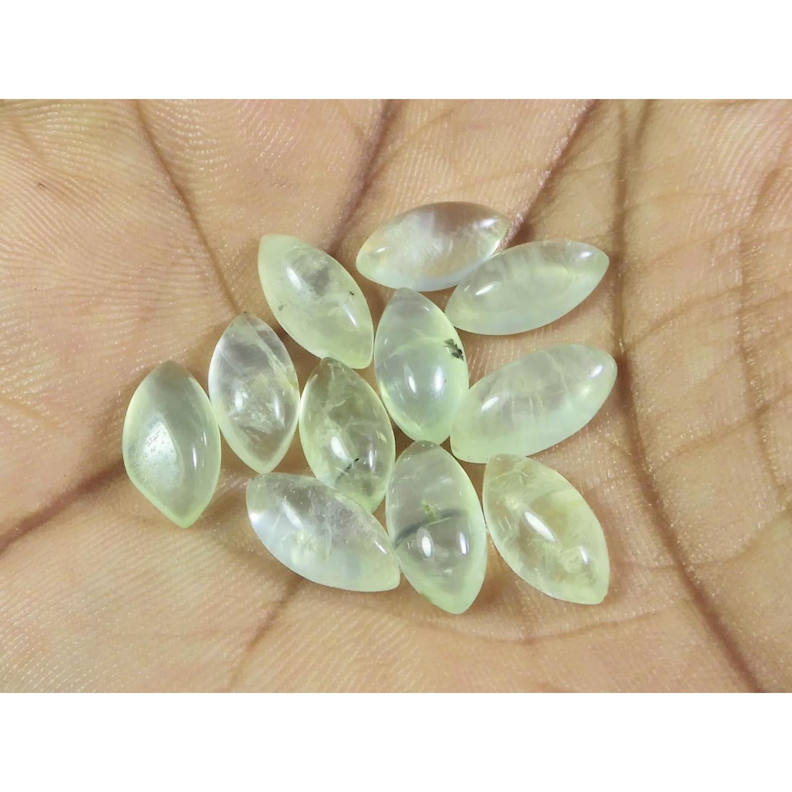 

5X12MM Natural Prehnite Marquise Cabochon Loose Gemstone 11 Pcs Lot A-269