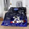 Space Astronaut Flannel Blanket, Soft Warm Throw with Cartoon Spaceman & Planet Print for Kids Bed Sofa, Cozy Bedding for Boys