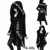 Cappotto moda donna gotico stile moda punk manica lunga felpe nere con cappuccio strega luna stampa cappuccio allentato felpa casual sottile
