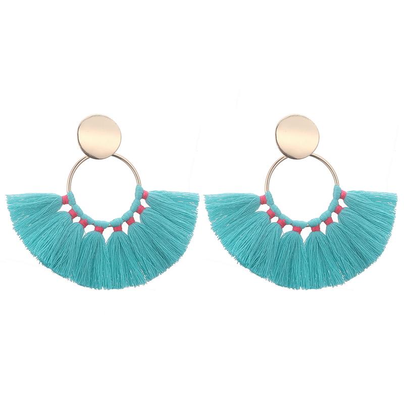 Fashion Gold Color Metal Tassel Earrings For Women Vintage Big Statement Bohemian Earrings Rope Cotton Fringe Drop Zircon Gift