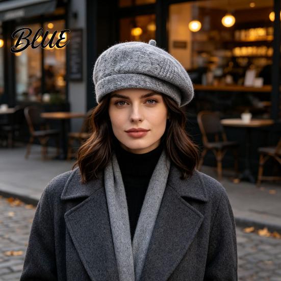 Outdoor Shopping Headgear Knitted Beret Hat for Women Winter Warm Painter Cap Fleece Soft Lined Cap Lined Cozy Solid Color Artist Cold Weather