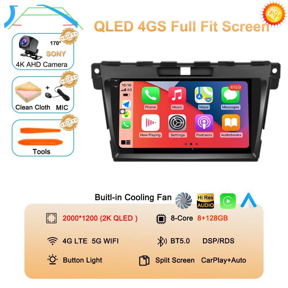 Android 14 DSP Car 2DIN GPS Navigation Radio Multimedia Video Player QLED For MAZDA CX-7 Cx7 Cx 7 2007 2008 2009 2010 2011-2014