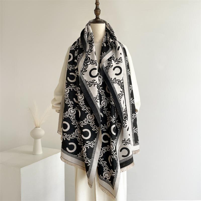 New Winter Imitation Cashmere Scarf Thickened Women's Scarf Fashionable Versatile Shawl Double-sided Warm Scarf Women