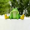 Sitting Frog Statue Resin Frog Stretching His Legs Ornament Garden Frog Figurine for Outdoor Indoor Plant Pot Desk Shelf Decoration