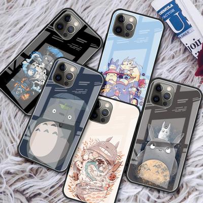 Etui szklane do iPhone'a 13 12 Mini 11 Pro XR XS Max 7 8 Plus SE 2020 X 6 6S odporne na wstrząsy hartowane etui na telefon tapeta Totoro Capa