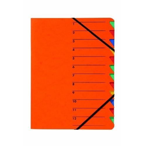 Trieuse a4 - pagna - easy - 12 compartiments - couleur orange - 240x320mm