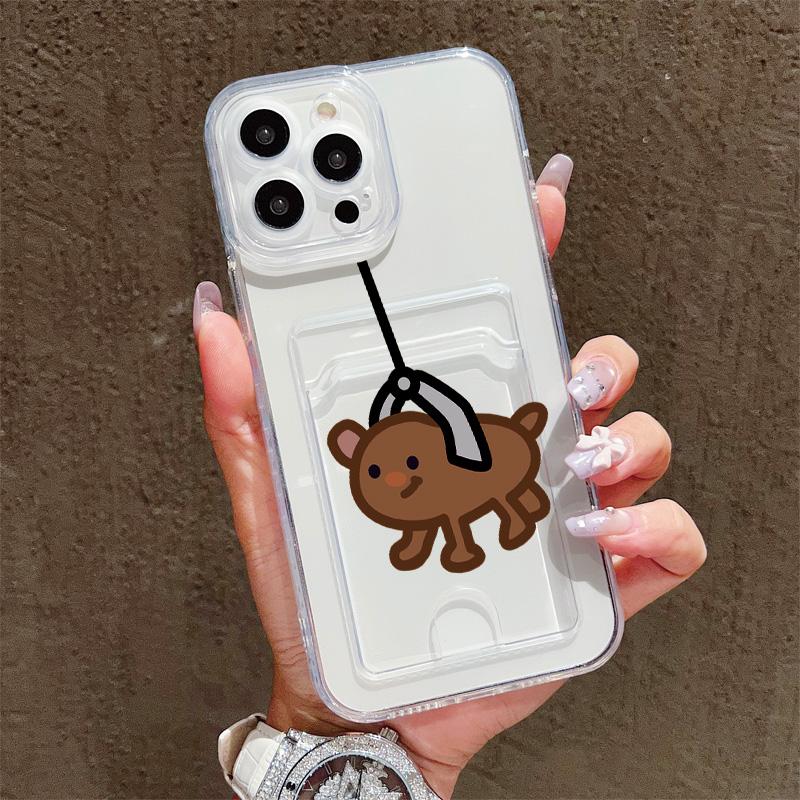 Card Slot Holder Silicone Wallet Pocket Case For Samsung S23 S24 S25 iPhone 17 16 14 Xiaomi Redmi Note 12 13 Realme 10 C21Y Cover Clear Phone Bumper