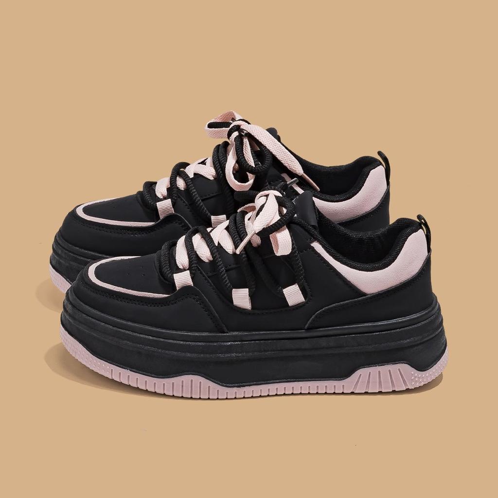 Popular Niche Original Black Powder Shoes Women's 2025 New Casual Spring Women's Shoes Versatile Platform Sports Board Shoes
