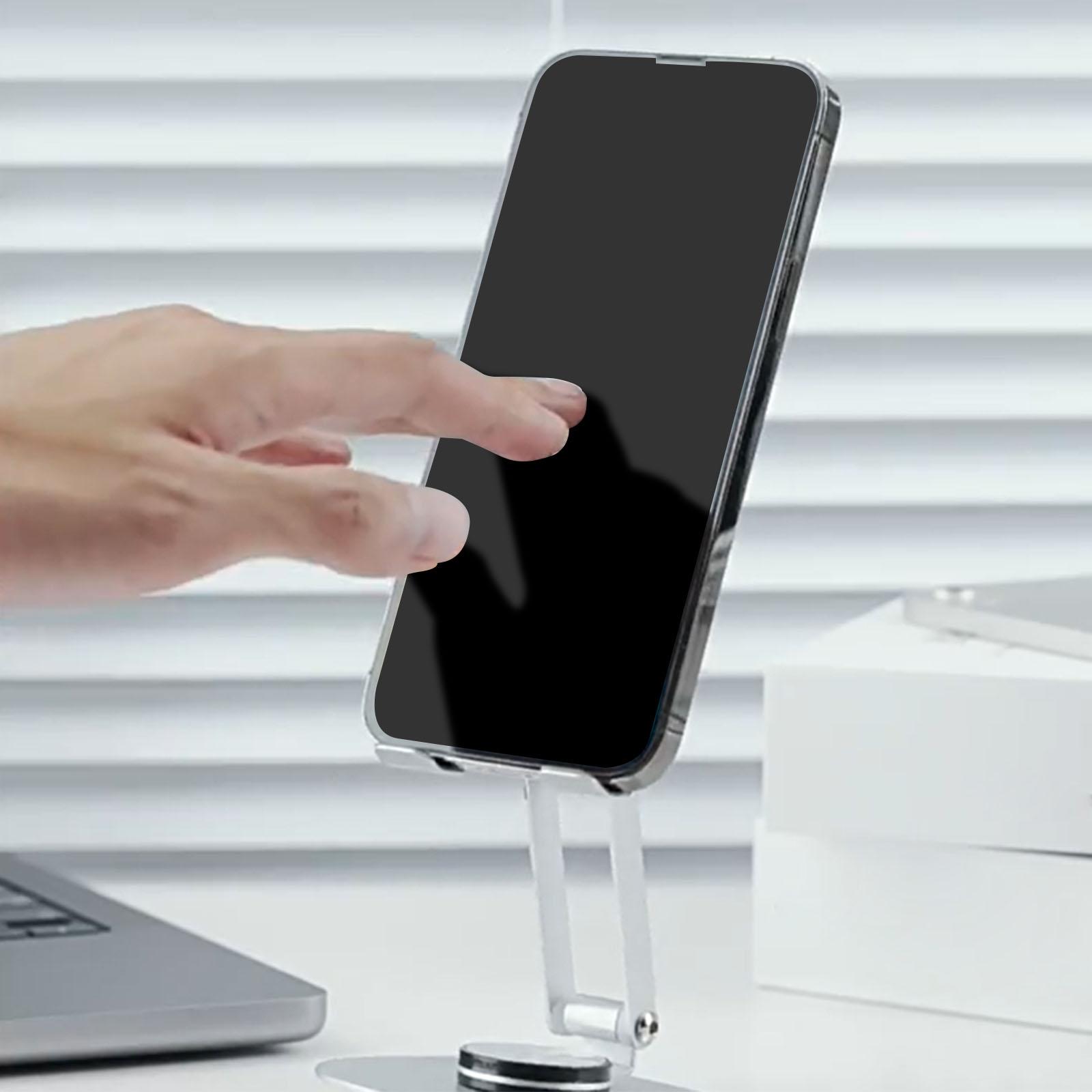 

Складной алюминиевый держатель для телефона, регулируемый по высоте и углу наклона, настольная подставка с вращением на 360 градусов, подходит для смартфонов и планшетов серебряный