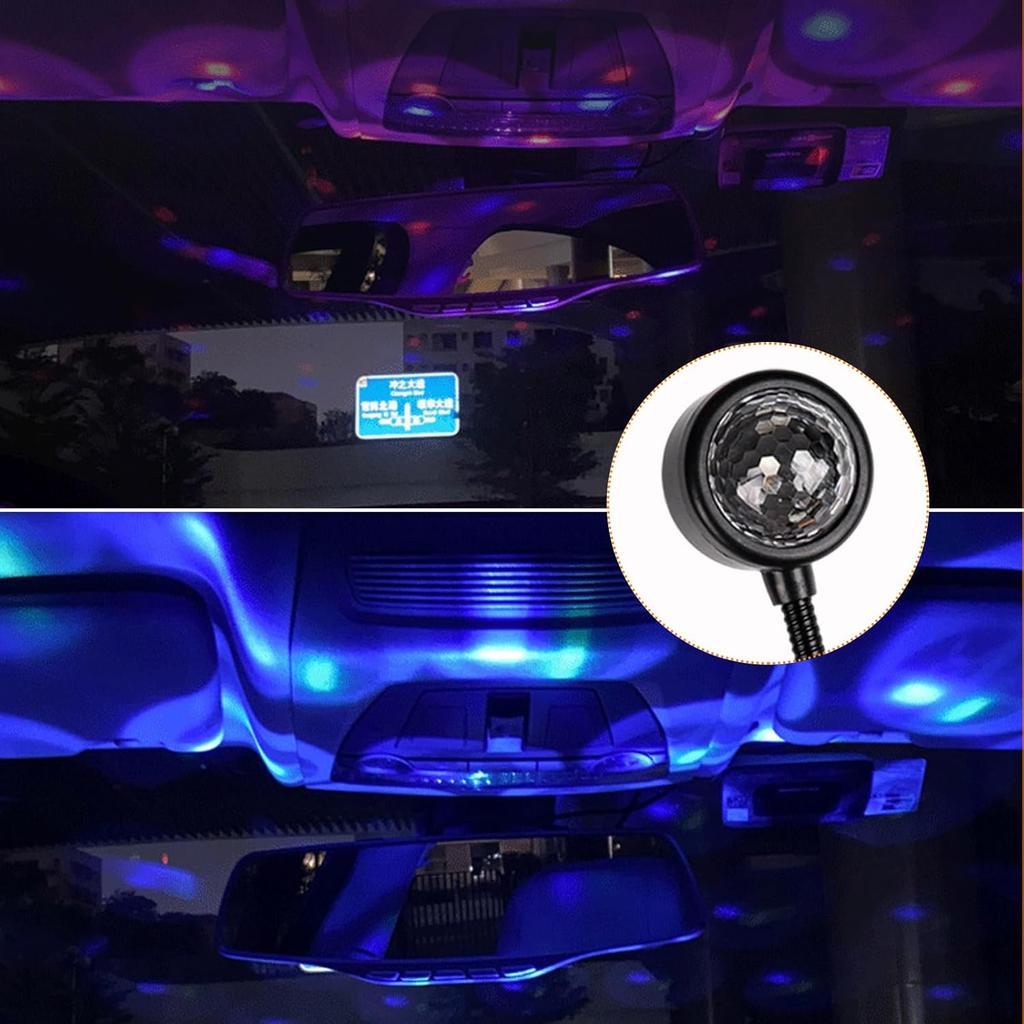 USB Star Night Light Projector, Portable Car Roof Sound Activated Atmosphere Lamp, Adjustable Auto Interior Atmosphere Decorative Light for Vehicle,