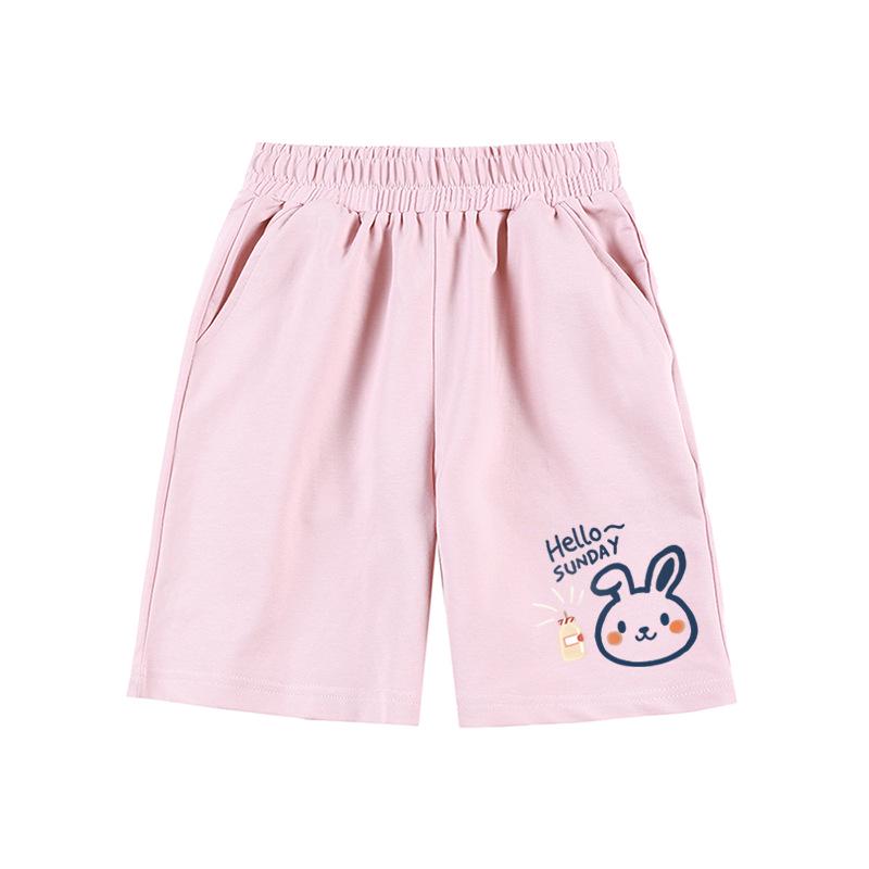 Girls' High-Waisted Summer Shorts - Breathable, Casual, Printed, Loose Mid-Length Pants