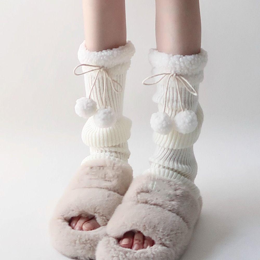 Lamb Wool Knitted Leg Warmers Furball Leg Cover Unique Ruffle Socks Winter