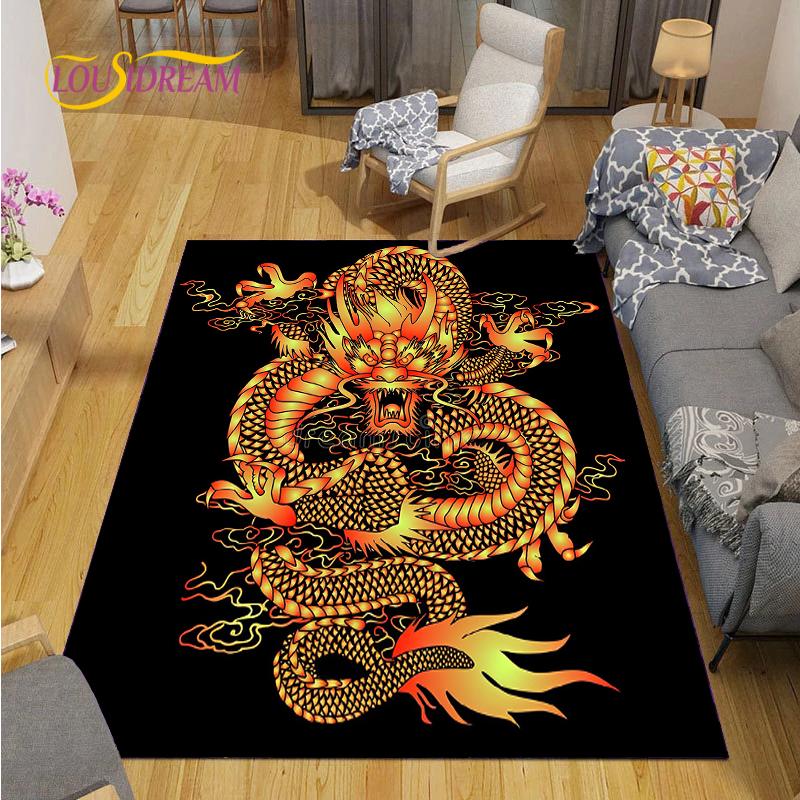 Alfombra Dragon and Tiger Fight Carpet Living Room Sofa Coffee Table Door Bedroom Rug Kitchen Kid Anti-slip Floor Mat Home Decor