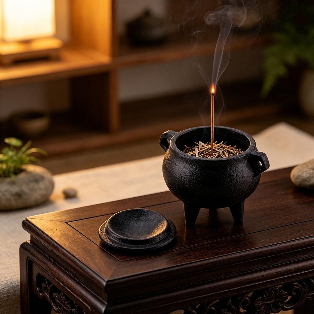 Household Mini Meditation Incense Burner 2026 Matte Black Heat-resistant Sturdy Aromatherapy Stove Creative Halloween Decoration 7