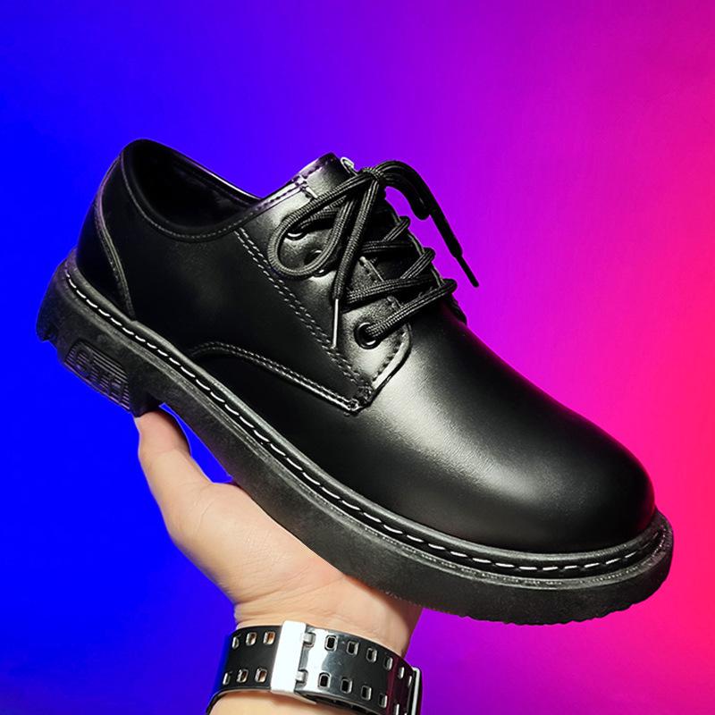 Men's Casual Black Leather Martin Boots - Small, Formal, Business, Work Shoes