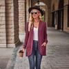 2025 Autumn New Women's Solid Color Ribbed Fleece Casual Patchwork Long Sleeve Cardigan Coat