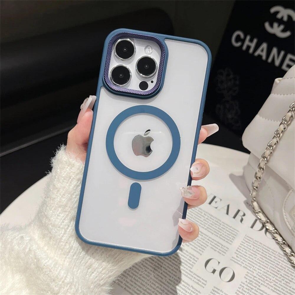 Clear Phone Case For iPhone 14 Pro Case iPhone 11 13 12 15 Pro Max Plus Shockproof Soft Bumper For Magsafe Wireless Charge Cover